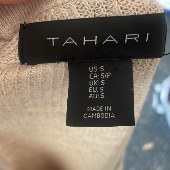 Tahari Linen Blend Top - Neutral, Size Small - Picture 2 of 4